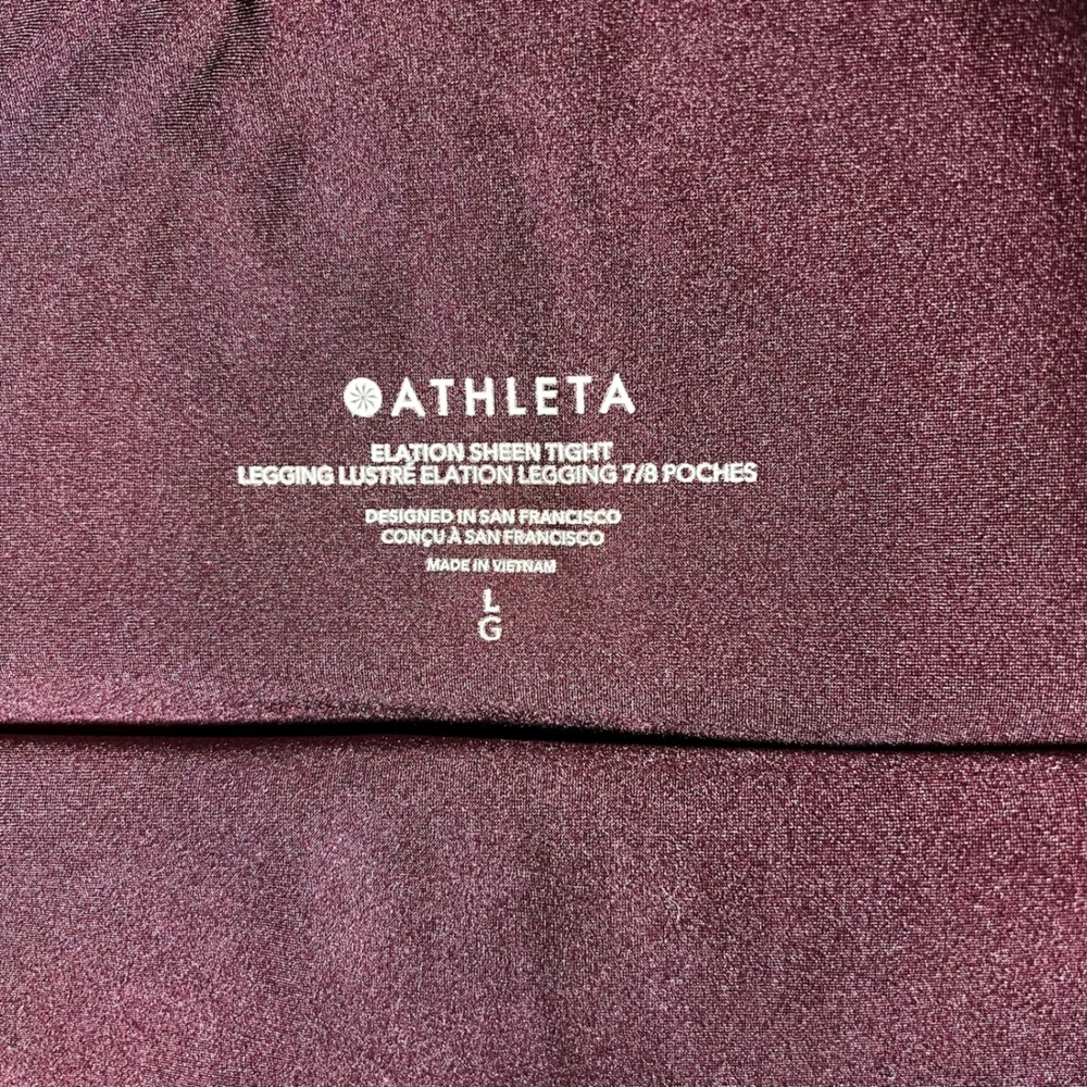 Athleta Elation Sheen Tight 7/8 Leggings Plum Luster Womens Large